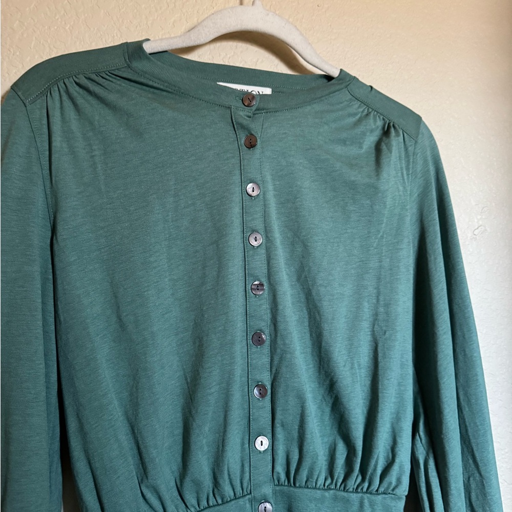 Nation LTD Olive Blouse Sz Small in Green Cardigan Cropped Knit‎ - Picture 3 of 7